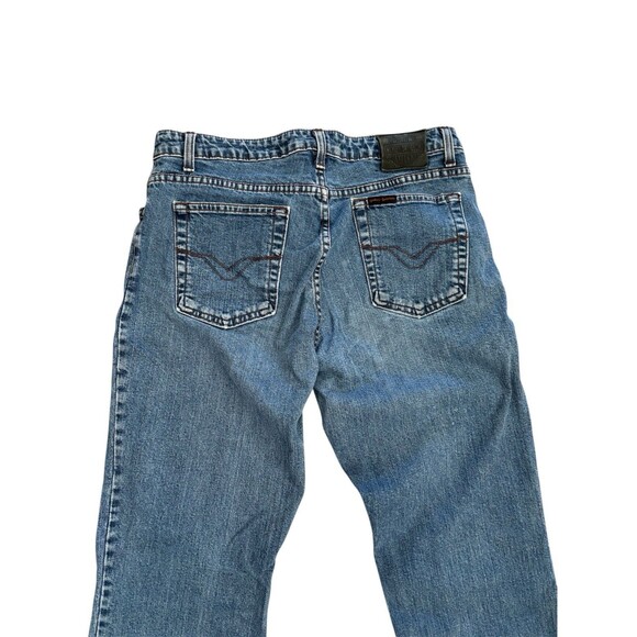 Vintage HARLEY DAVIDSON Denim Bootcut Cotton Stretch Blue Jeans Womens Size 12L - Picture 2 of 15